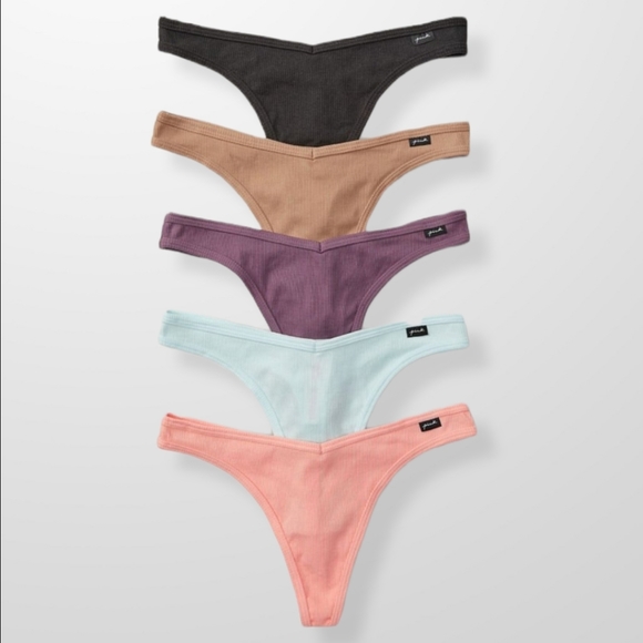 Victoria's Secret Other - Pink Victoria's Secret 5-PACK COTTON THONG UNDERWEAR Size L